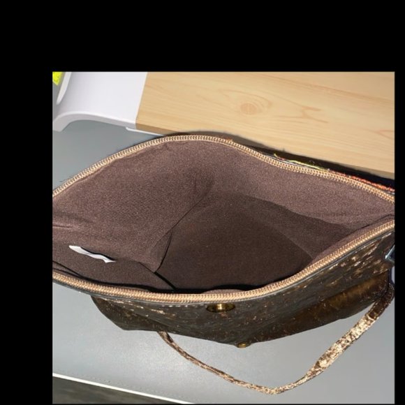 Elegant fashion purse, brown velvet with colorful embroidered designs, bag - Picture 6 of 6